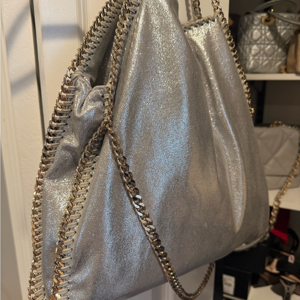 Stella McCartney Shimmering Silver Chain Shoulder Bag